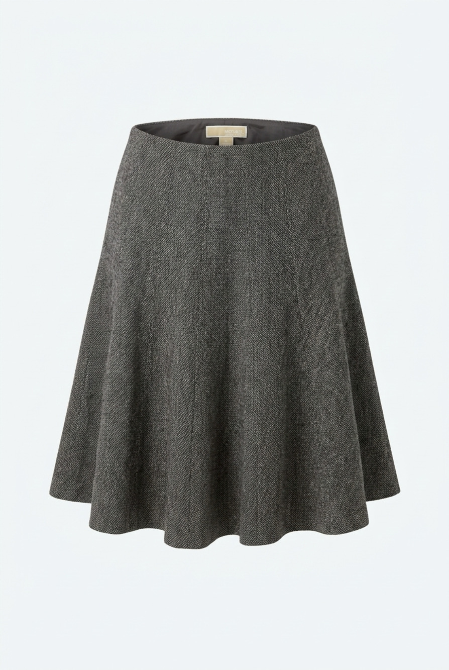Michael Michael Kors Tweed A-Line Skirt Size 12 Gray Wool Flared